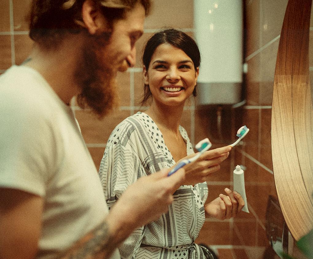 Turn off the tap while you brush your teeth. 
